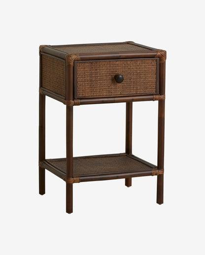 Mesa lateral de Hayes/mesa de cabeceira em Rattan - Brown