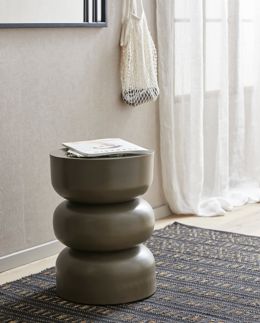 Cobertor Farah em algodão e ervas marinhas 250x100 cm - preto/natureza