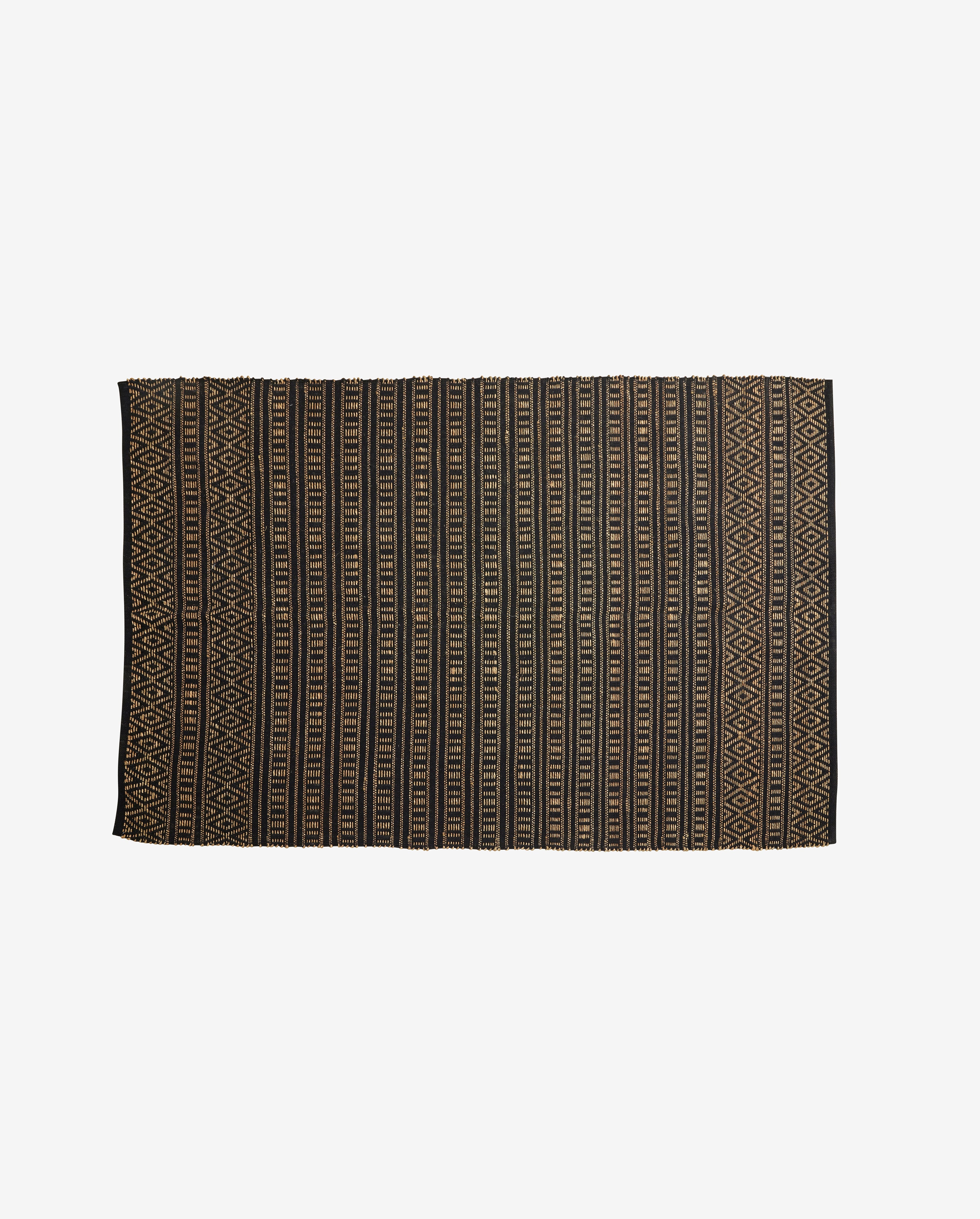 Cobertor Farah em algodão e ervas marinhas 240x160 cm - preto/natureza