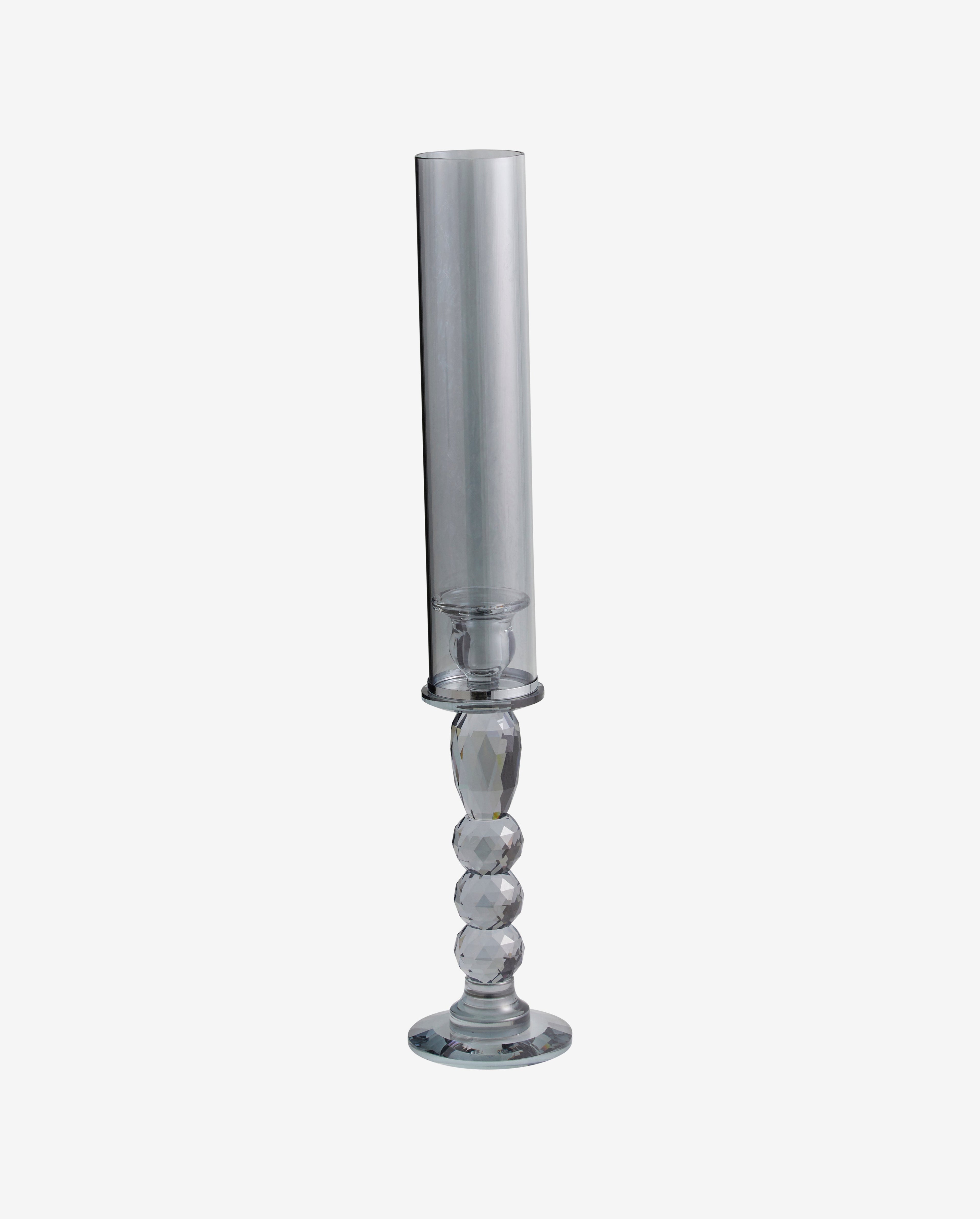 Candlestick intrometido em vidro de cristal - colorido de fumaça