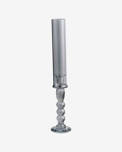 Candlestick intrometido em vidro de cristal - colorido de fumaça
