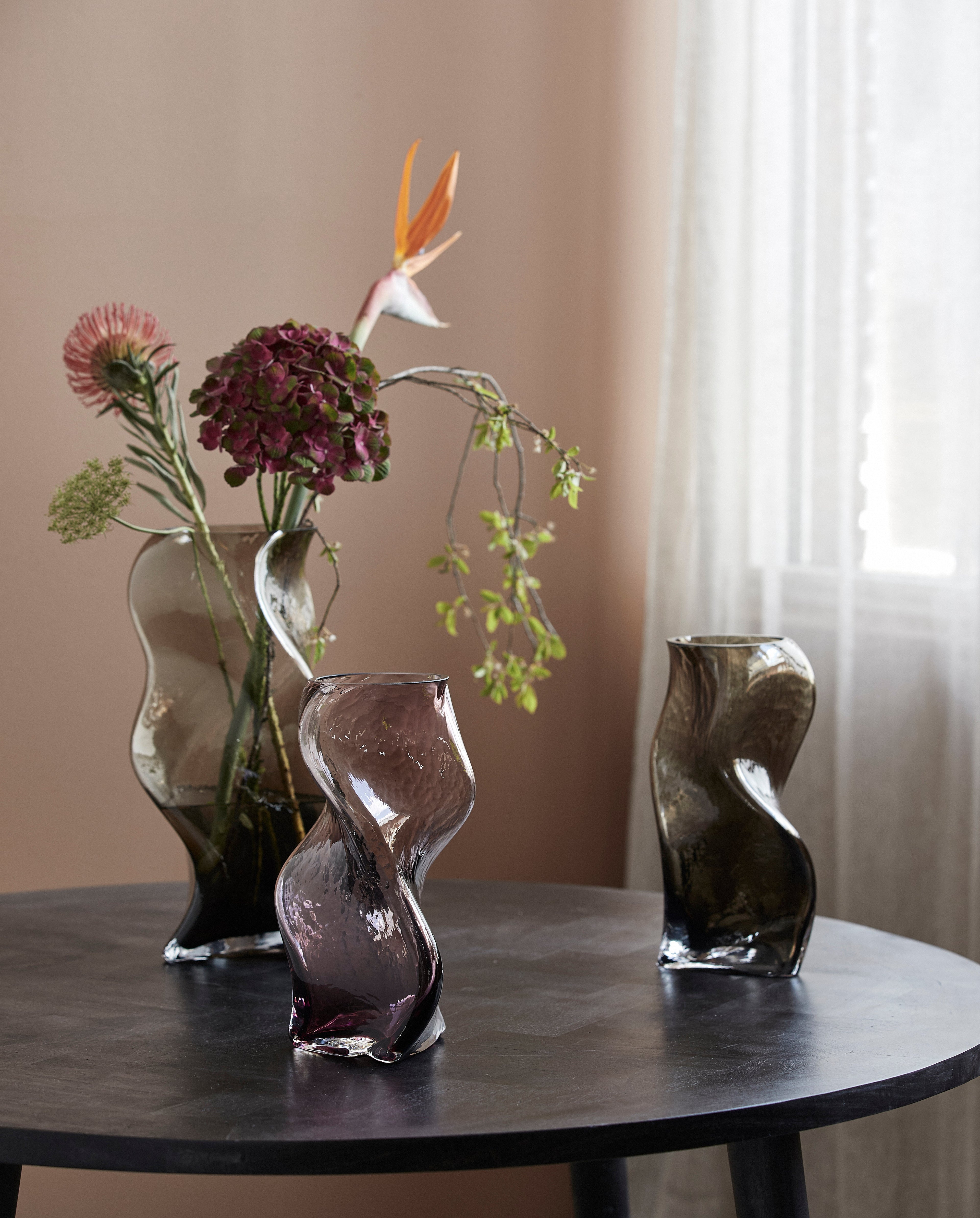 Vaso de zibelina em vidro H30 cm - roxo