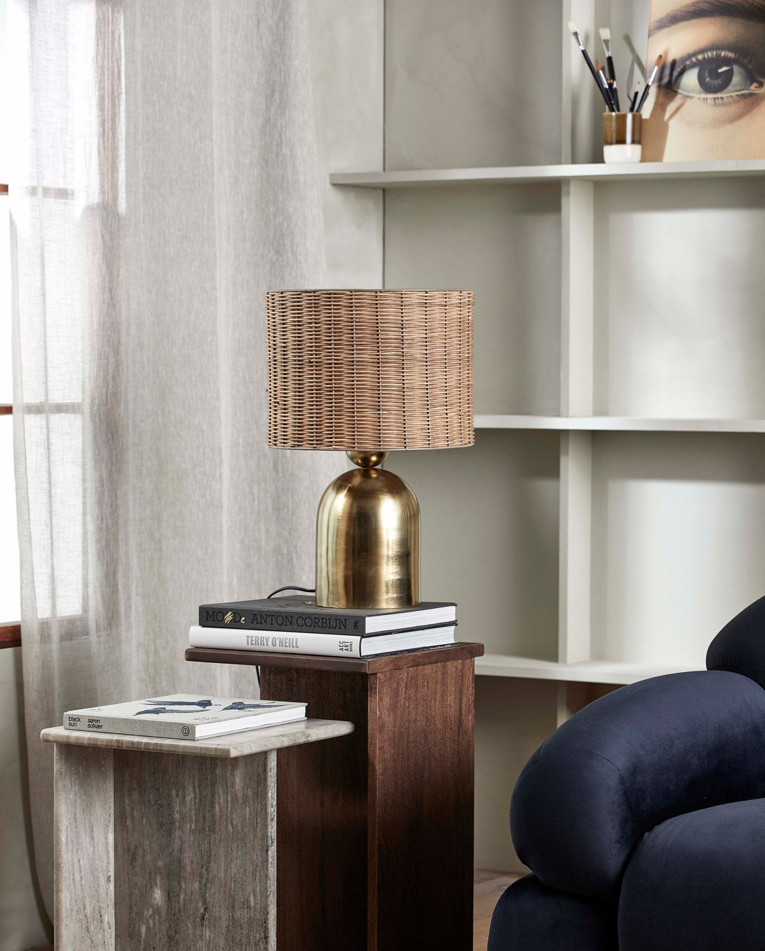 Lâmpada de mesa Basti - H51 cm - Natureza/Brass