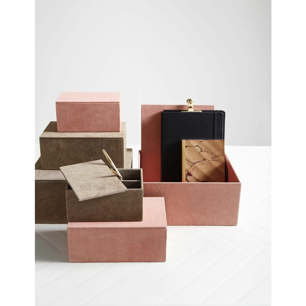 Caixas de armazenagem Nordal em camurça - 3 pcs - 25x30 cm - rosa