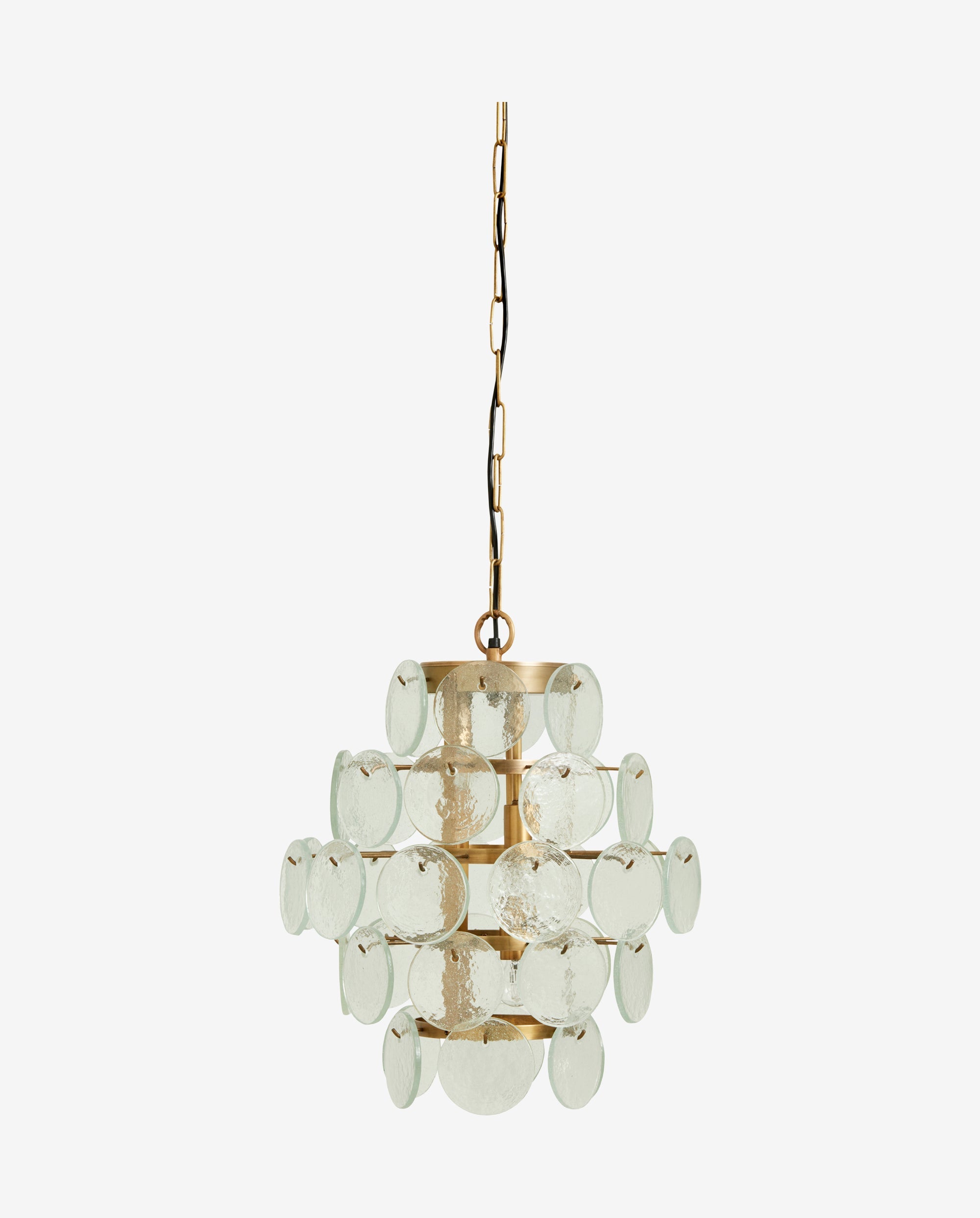 Pendente de ferro dourado e vidro transparente - H50 cm