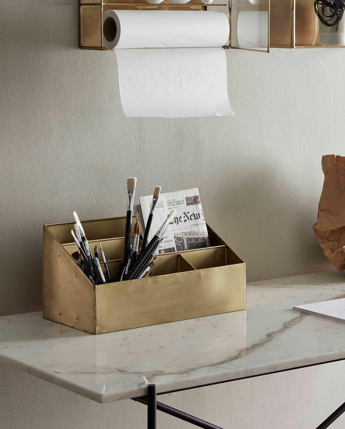 Cesta de armazenamento Adasi em ferro. 40x23 cm - acabamento de ouro