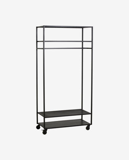 Rack de guarda -roupa Alta em ferro com rodas - 190x93 cm - preto