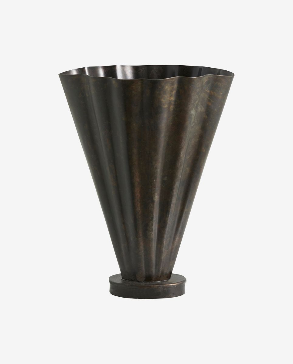 Coll vaso em ferro, acabamento antigo - H36 cm - marrom