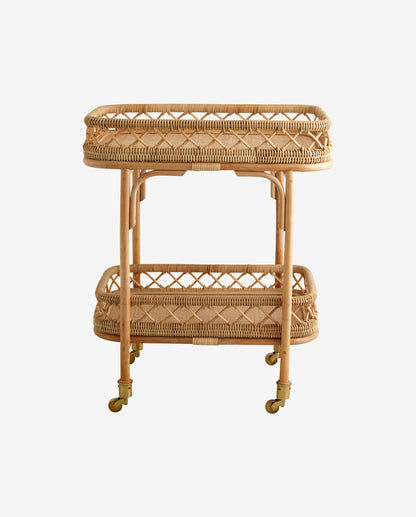 Liri Rolling Table em Rattan - 62x42 cm - Natureza