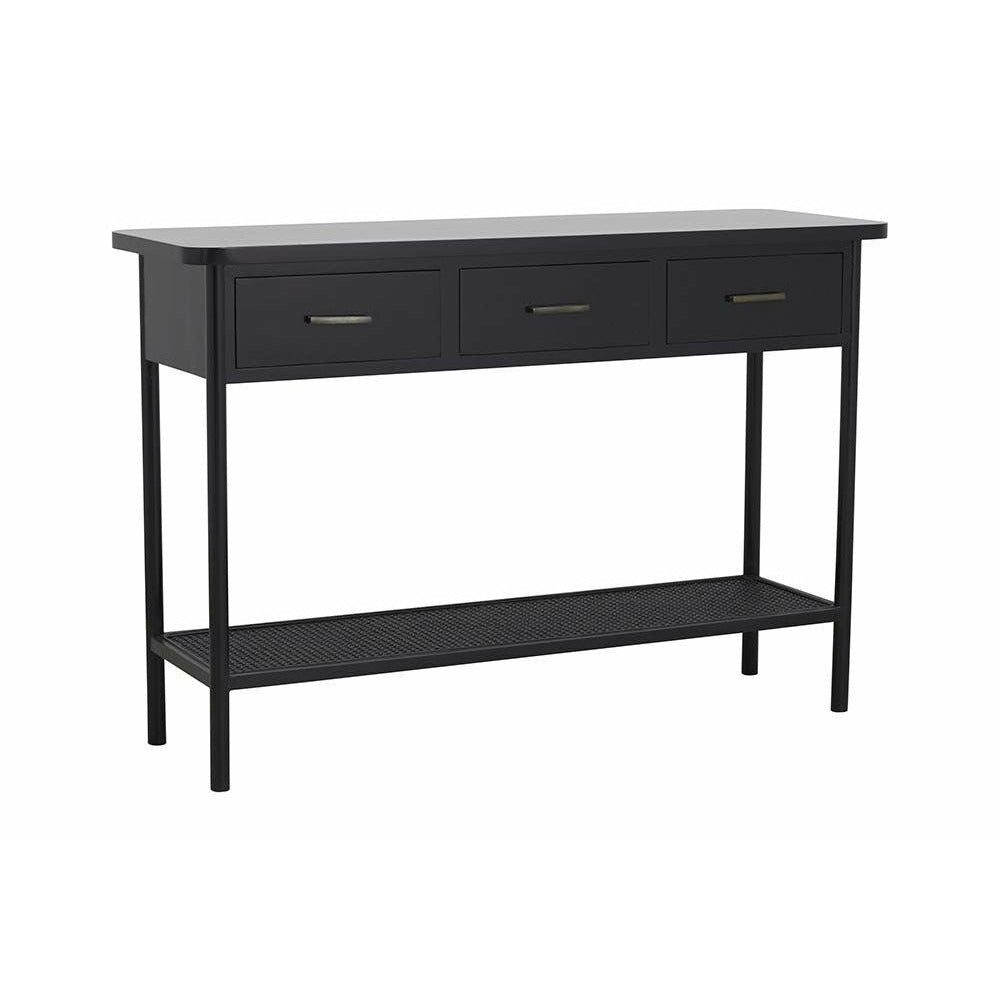 Nordal Arda Tabela de console em madeira com 3 gavetas - 120x40 - preto