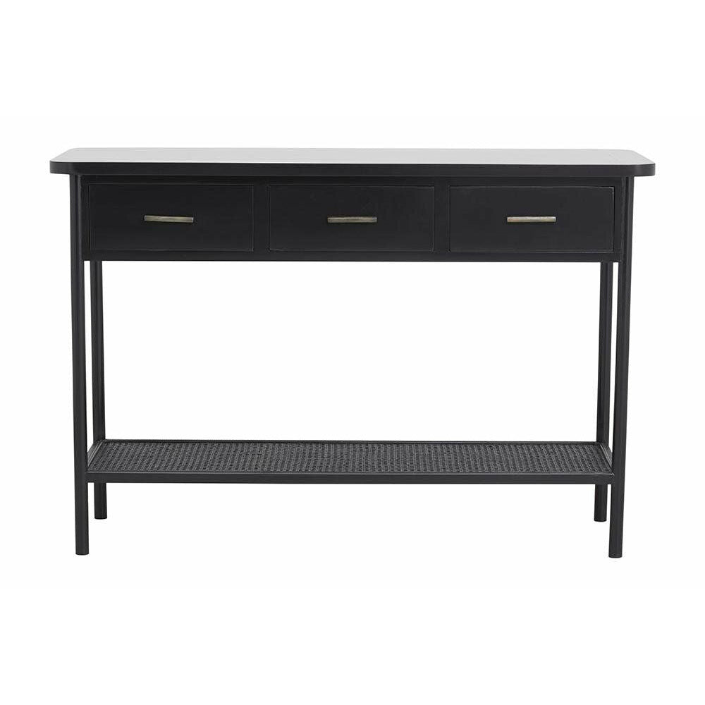 Nordal Arda Tabela de console em madeira com 3 gavetas - 120x40 - preto