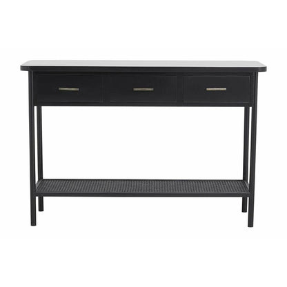 Nordal Arda Tabela de console em madeira com 3 gavetas - 120x40 - preto