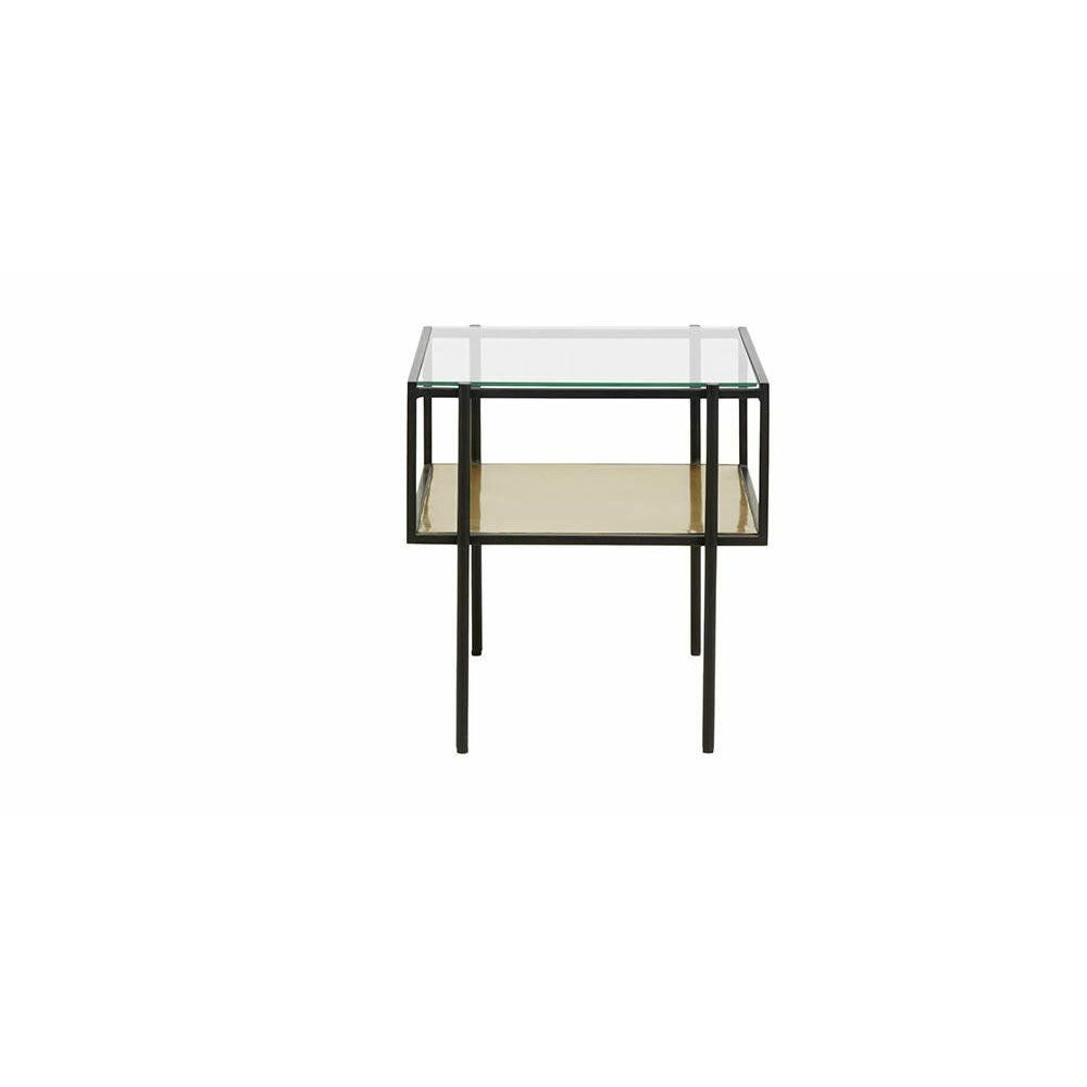 Mesa de café Nordal PARANA com vidro transparente - 45x45 cm - preto/ouro