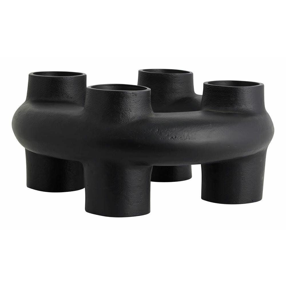 Porta velas Nordal SENJA para 4 velas de bloco - ø37 cm - preto