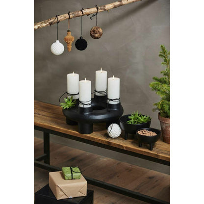 Porta velas Nordal SENJA para 4 velas de bloco - ø37 cm - preto