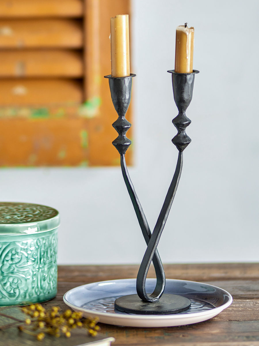 Coleção criativa Penilla Candlestick, Black, Metal