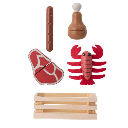 BLOOMINGVILLE MINI Dix Legetøjsmad, Rød, MDF - L15xH10xW5,5 cm, Set of 5 - DesignGaragen.dk.