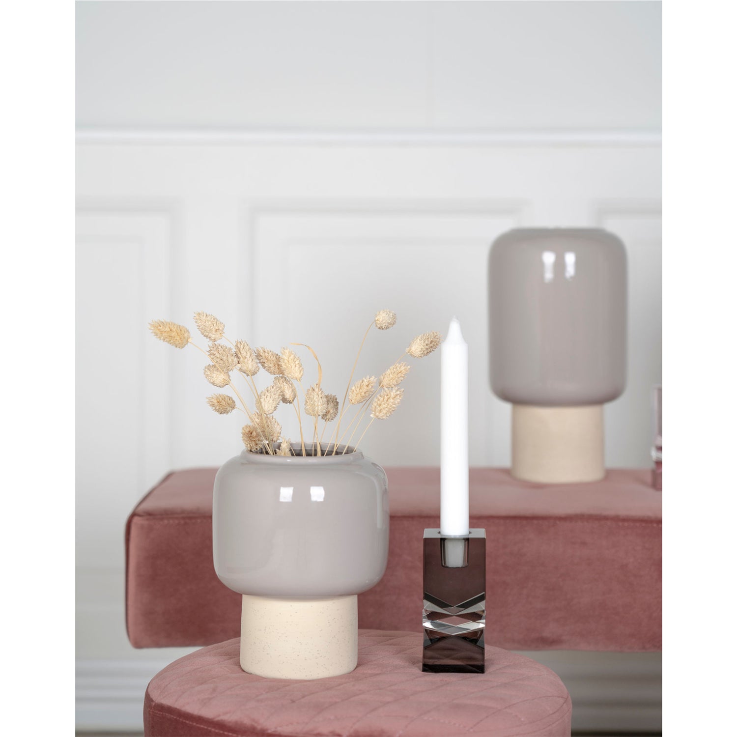 Vaso - vaso em cerâmica, cinza, Ø15x27 cm