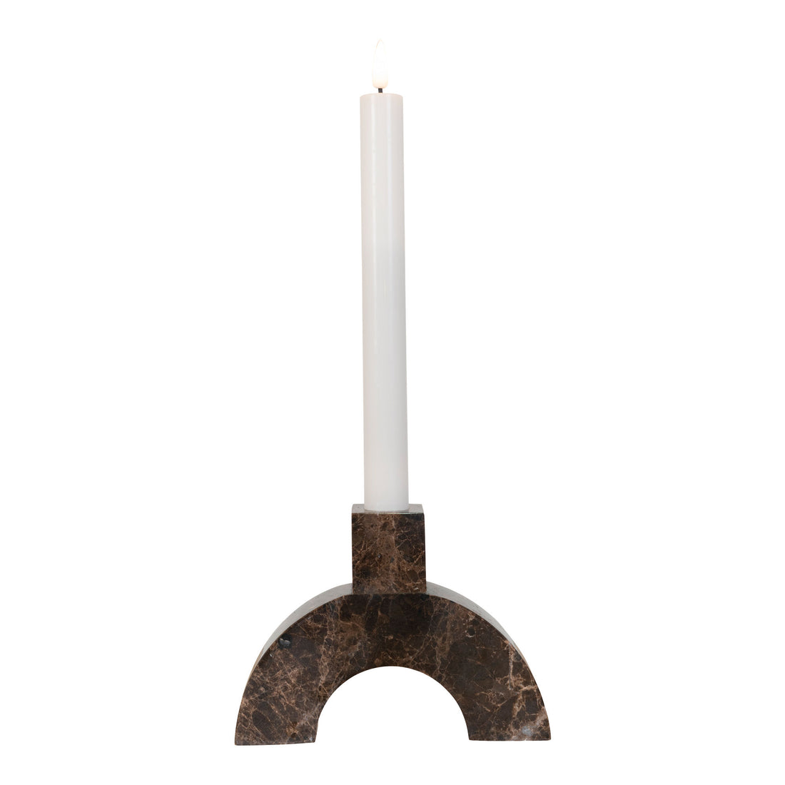 Candlestick - Candlestick em mármore, marrom, 15x3.5x11 cm - 1 - PCs