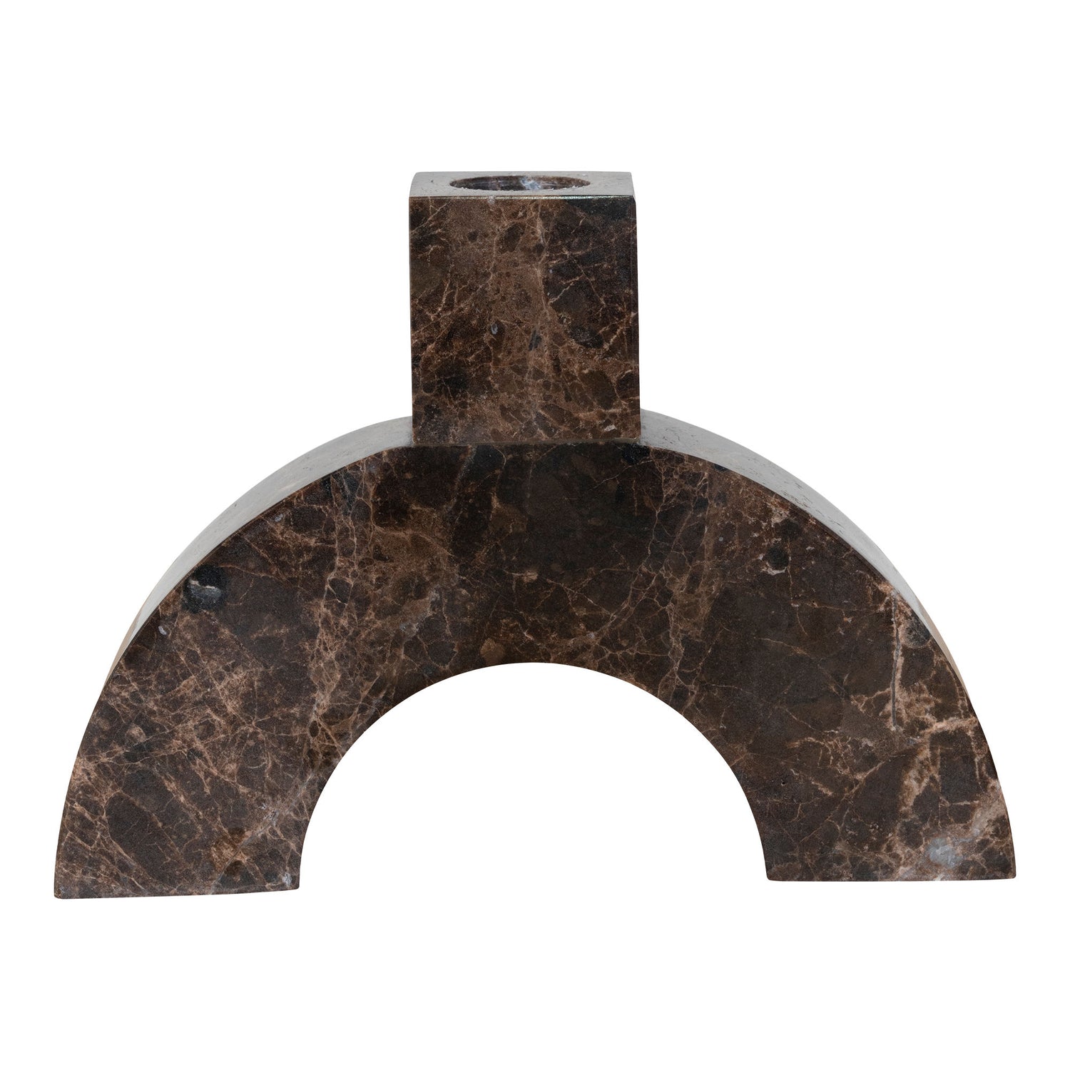 Candlestick - Candlestick em mármore, marrom, 15x3.5x11 cm