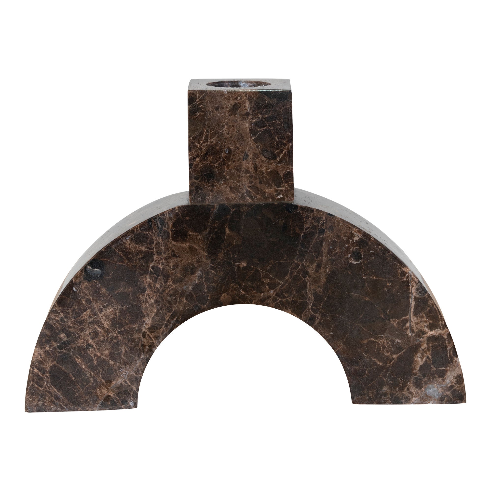 Candlestick - Candlestick em mármore, marrom, 15x3.5x11 cm