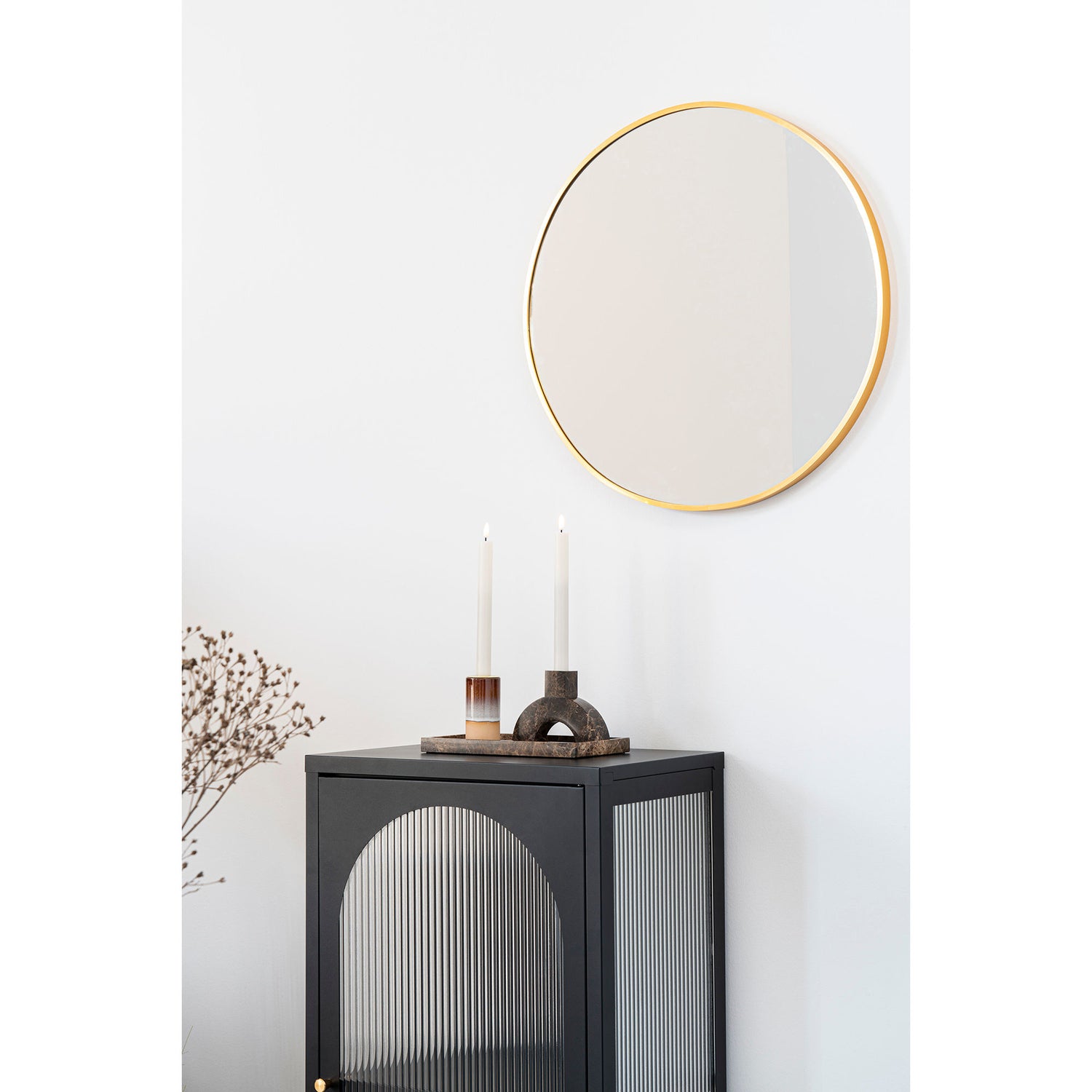 Candlestick - Candlestick em mármore, marrom, 15x3.5x11 cm