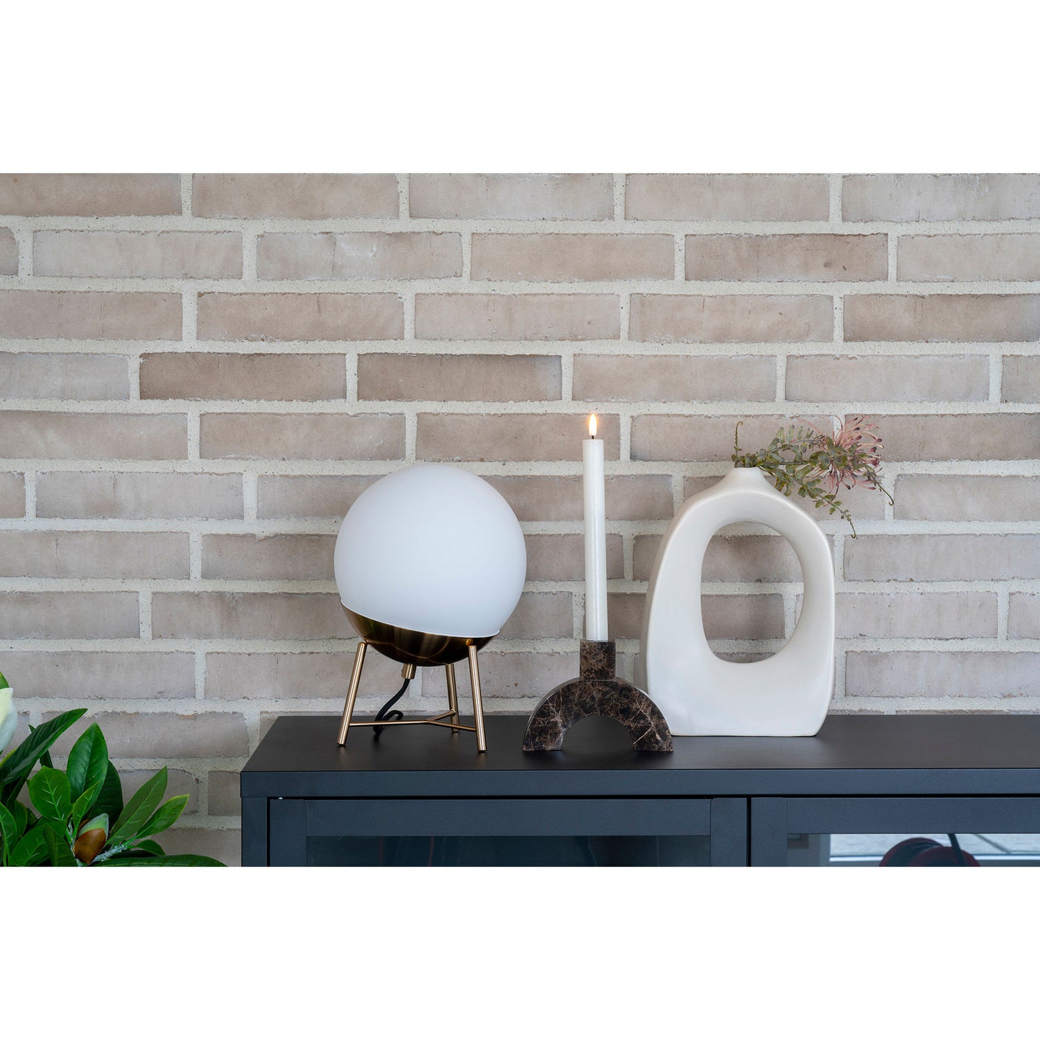 Candlestick - Candlestick em mármore, marrom, 15x3.5x11 cm