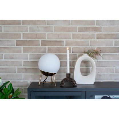 Candlestick - Candlestick em mármore, marrom, 15x3.5x11 cm