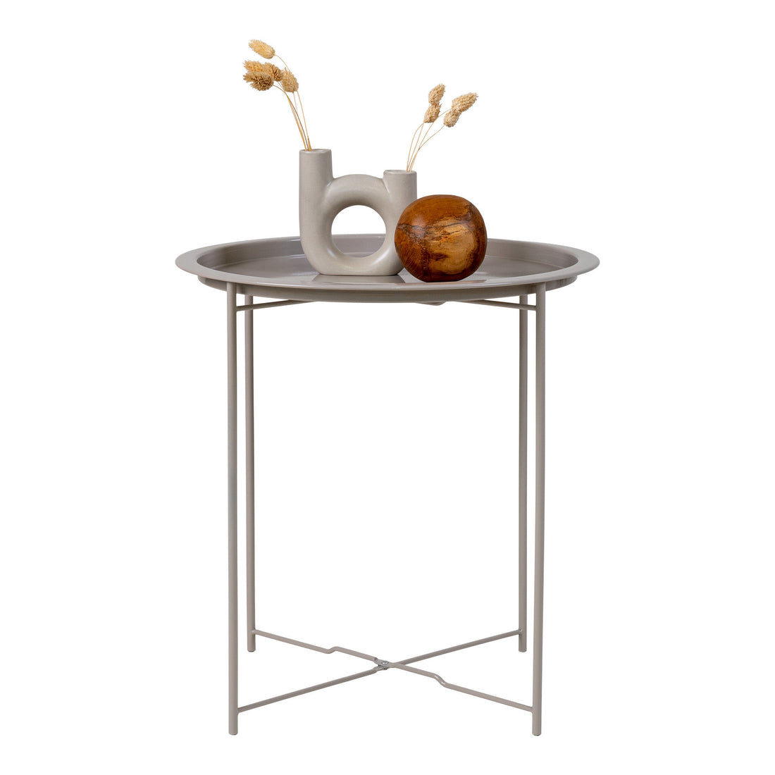 Tabela de canto Bastia - mesa de canto em aço com revestimento de pó bege Ø47x50 cm - 1 - pcs