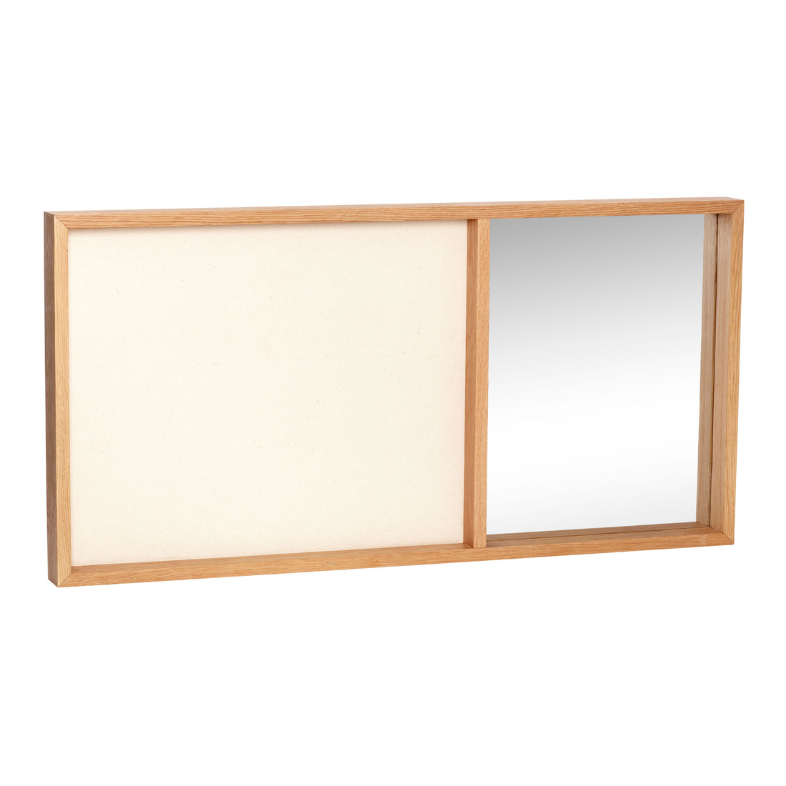 Hübsch - Placa de terminação com espelho, tela/vidro/carvalho, fsc, bege/natureza - 80x5xh40cm