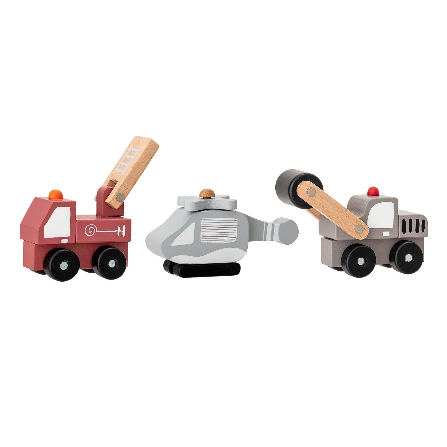 Ariston Legetøjsbil, Grå, MDF - L8xH8xW5,5/L12xH8xW5,5/L13xH8xW5,5 cm, Set of 3 - BLOOMINGVILLE MINI - DesignGaragen.dk
