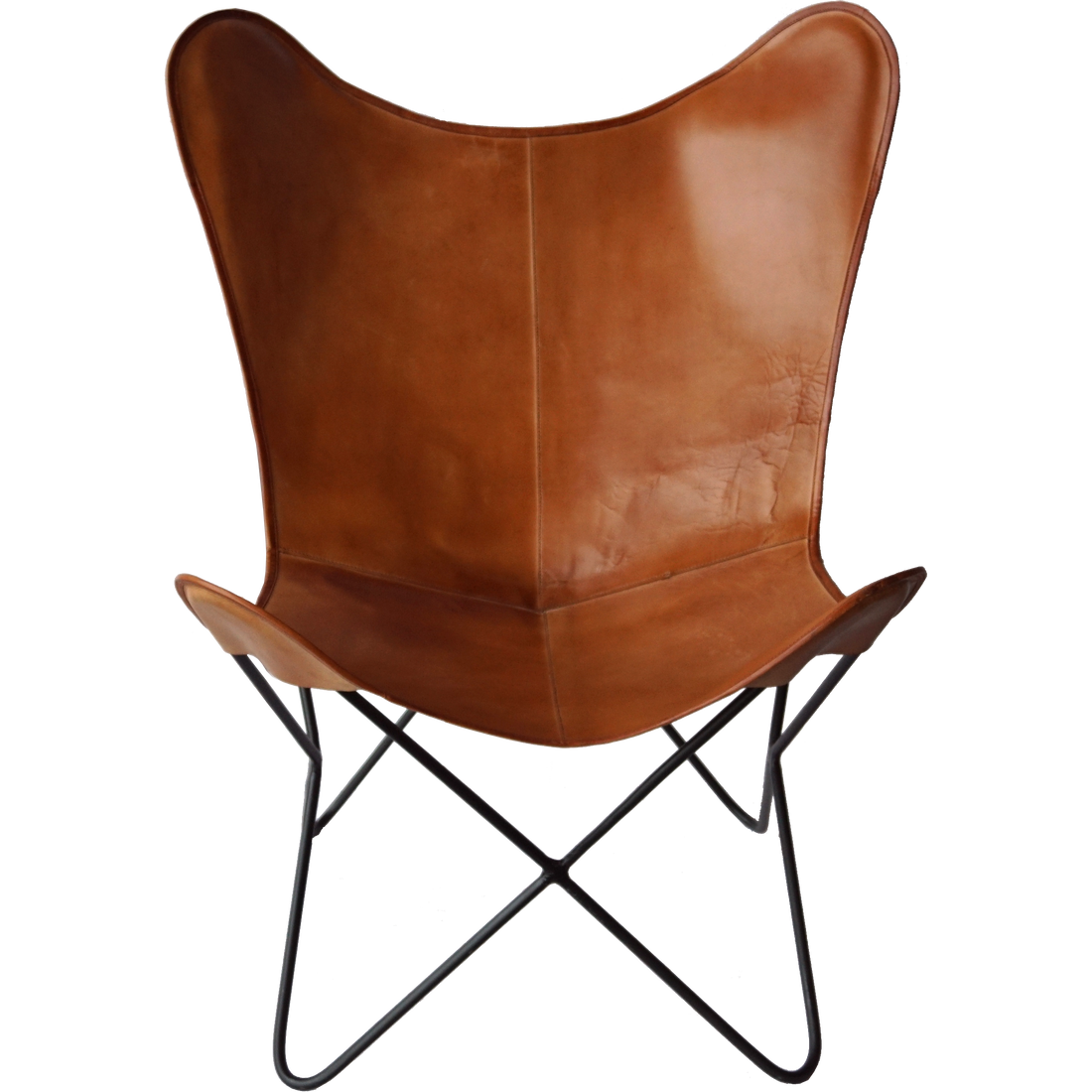 Cadeira de couro pesado Living Bohemian lounge em couro - castanho