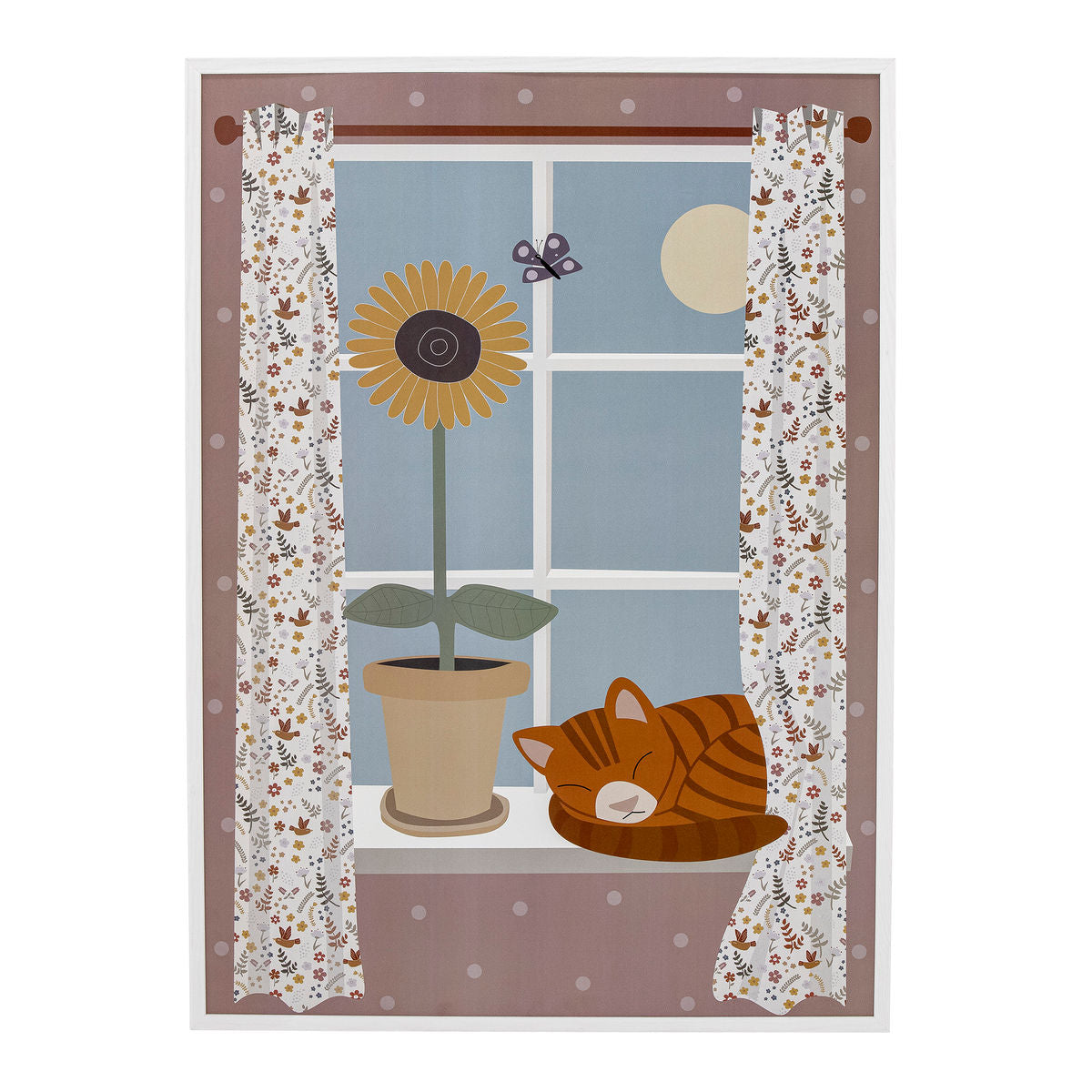 Bloomingville Mini Nuala Ilustração com quadro, branco, cara