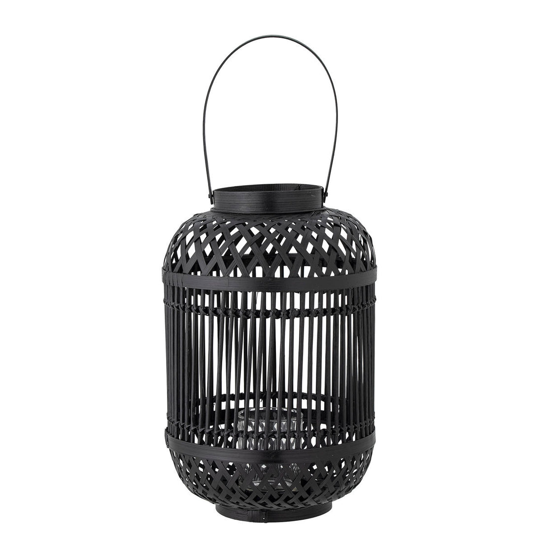 Bloomingville Tilla Lantern com vidro, preto, bambu