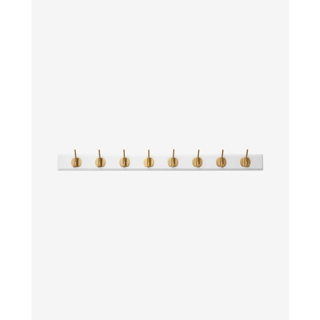 Ganchos ousados em madeira com 8 ganchos de latão - 90 cm - branco
