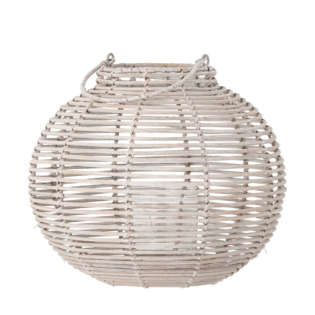 Bloomingville Malua Lanterne m/Glas, Hvid, Rattan - Bloomingville - DesignGaragen.dk