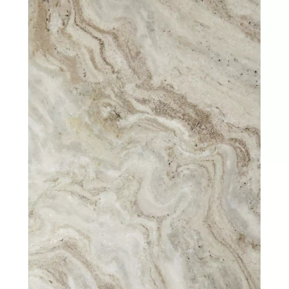 Mesa de jantar redonda de Erie em madeira e mármore - Ø140 cm - branco cru, marrom, bege
