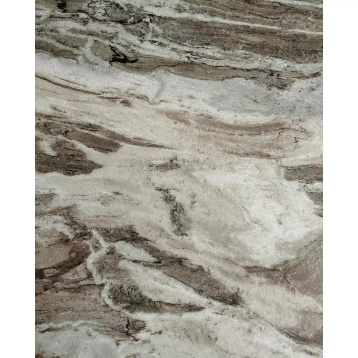 Mesa de jantar redonda de Erie em madeira e mármore - Ø140 cm - branco cru, marrom, bege