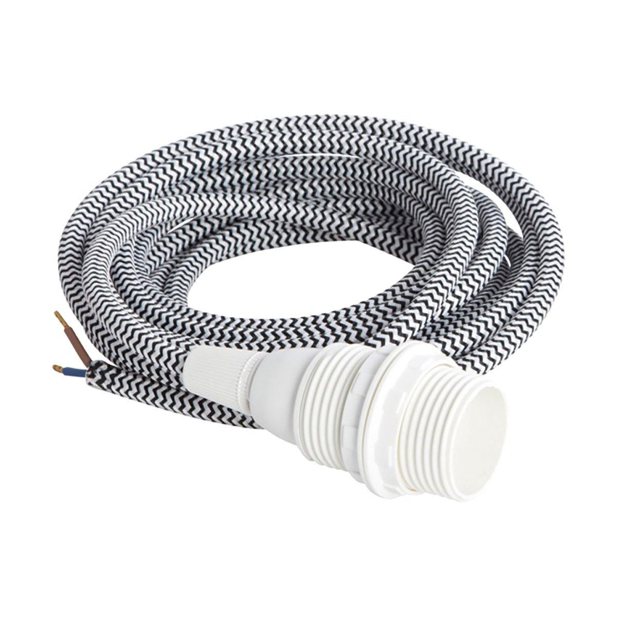 House Doctor Stofledning m. fatning og to omløbsringe, Sort/Hvid - DesignGaragen.dk.