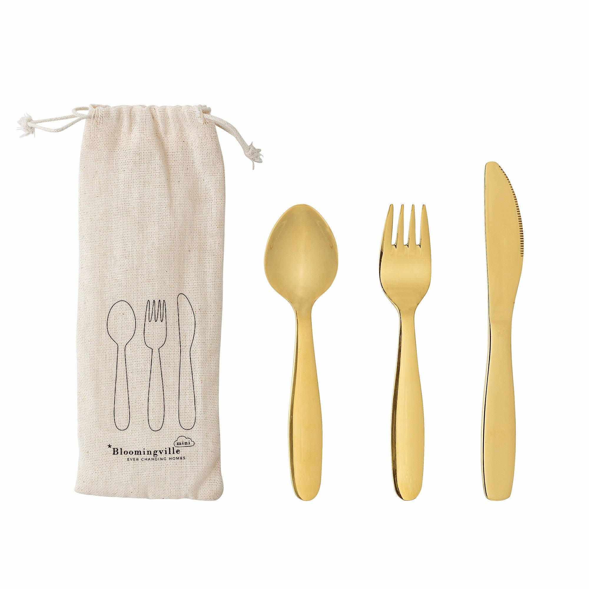 Ally Bestik, Guld, Rustfri Stål - L17xH0,5xW3,5 cm, Set - BLOOMINGVILLE MINI - DesignGaragen.dk