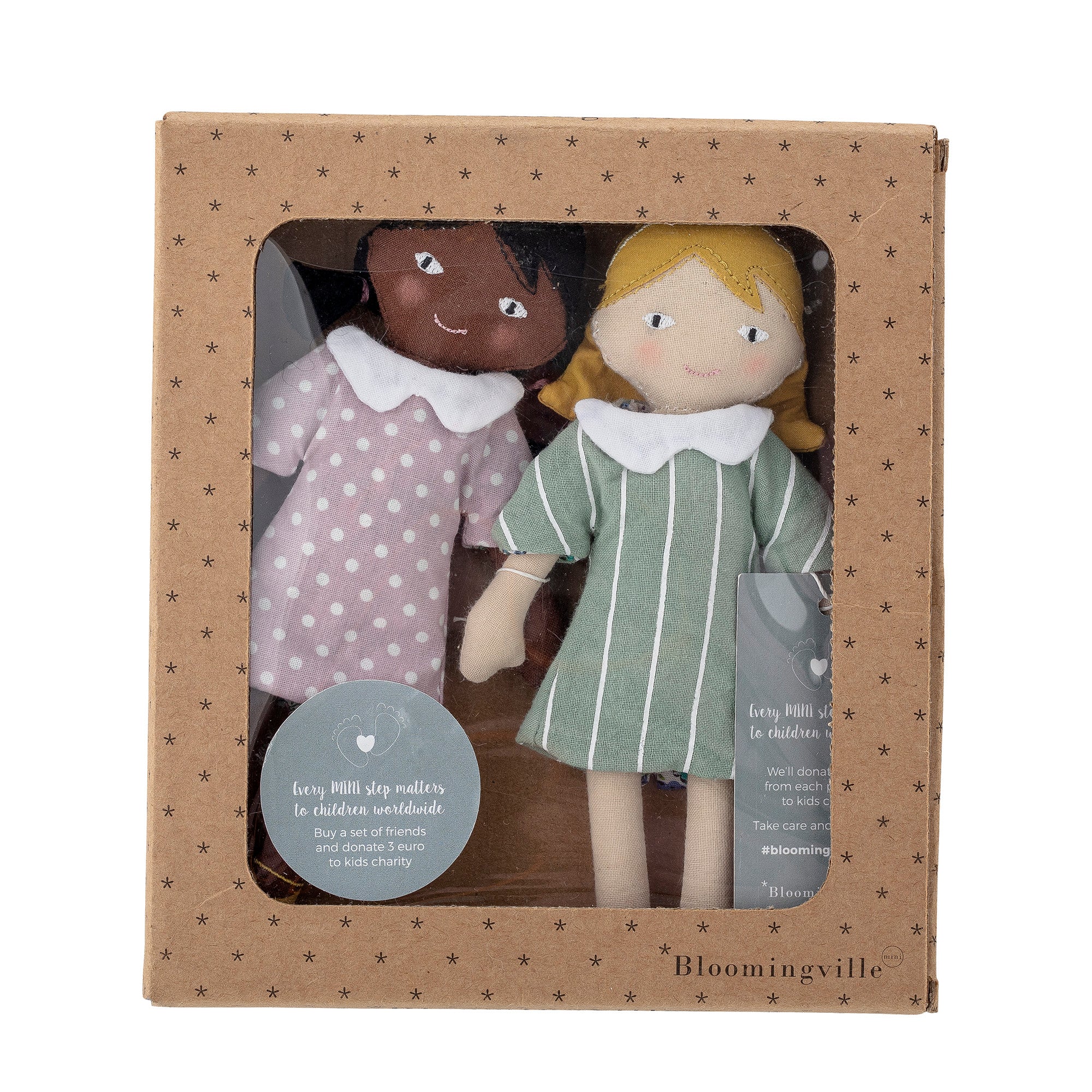 BLOOMINGVILLE MINI Hella &amp; Stella Doll, Lilla, Bomuld - L6xH16 cm, Set of 2 - DesignGaragen.dk.