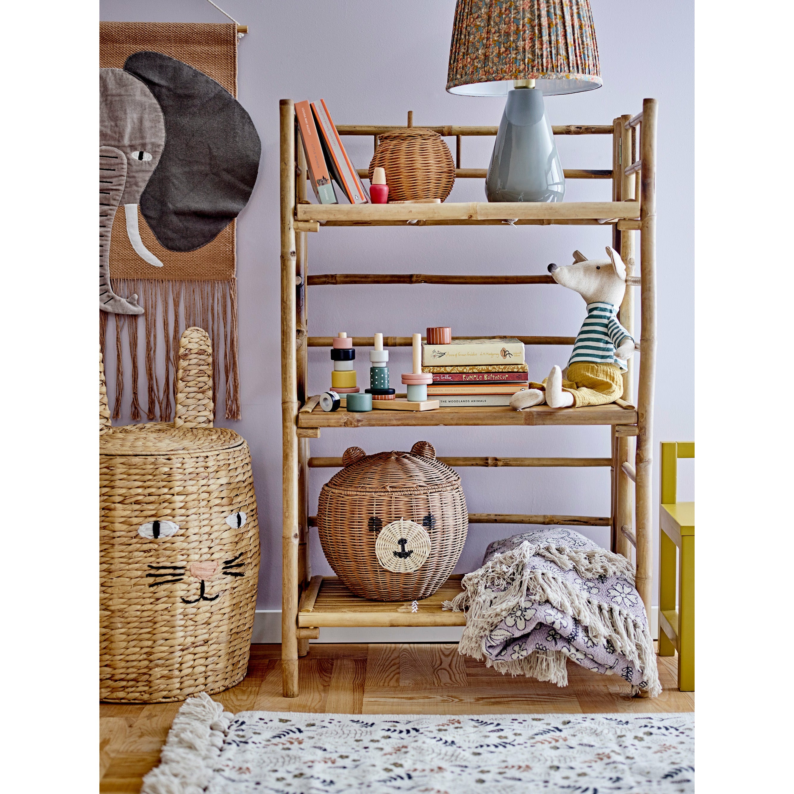 Nelle Kurv m/Låg, Natur, Vandhyacint - D42xH65 cm - BLOOMINGVILLE MINI - DesignGaragen.dk