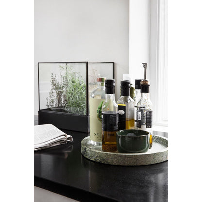 Bandeja, poli, mármore verde Ø30