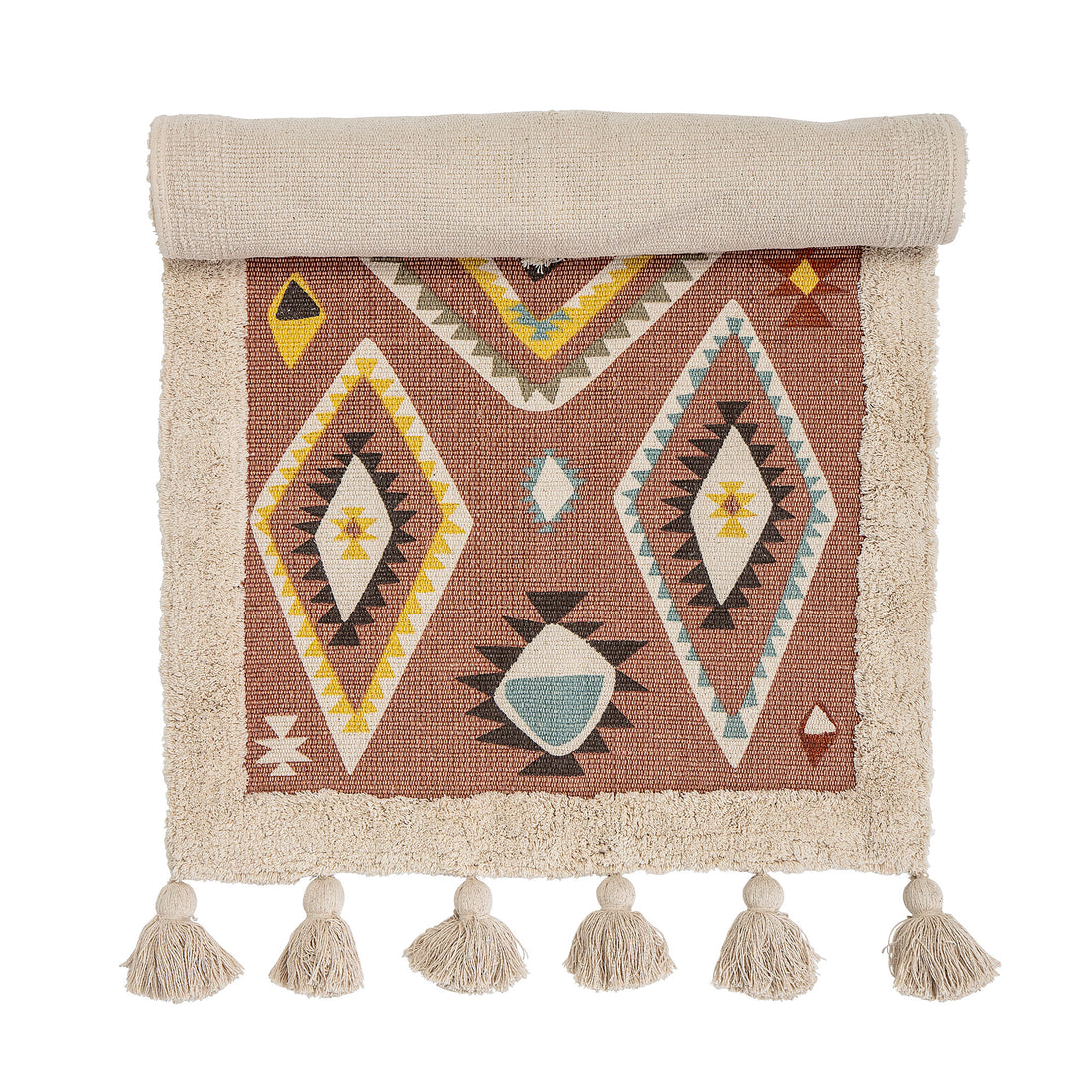 BLOOMINGVILLE MINI Lutz Tæppe, Brun, Bomuld - L120xW65 cm - DesignGaragen.dk.