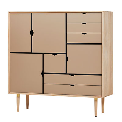 Andersen Furniture - S3 opbevaringsmøbel i eg/sæbe med kashmir front - B130XD43XH132 CM - Andersen Furniture - DesignGaragen.dk