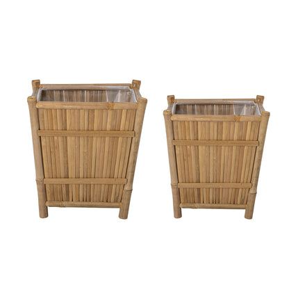 BLOOMINGVILLE Sole Urtepotteskjuler, Natur, Bambus - L51xH52xW51/L45xH48xW45 cm, Set of 2 - DesignGaragen.dk.