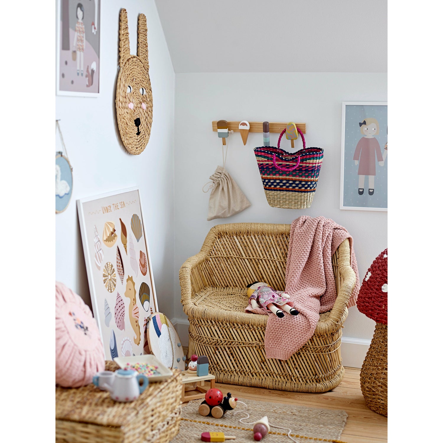 Gita Taske, Rosa, Søgræs - L25xH28xW10 cm - BLOOMINGVILLE MINI - DesignGaragen.dk