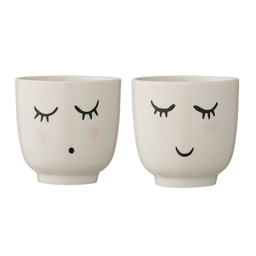BLOOMINGVILLE MINI Smilla Kop, Hvid, Stentøj - D7xH7 cm, 2 assort. - DesignGaragen.dk.