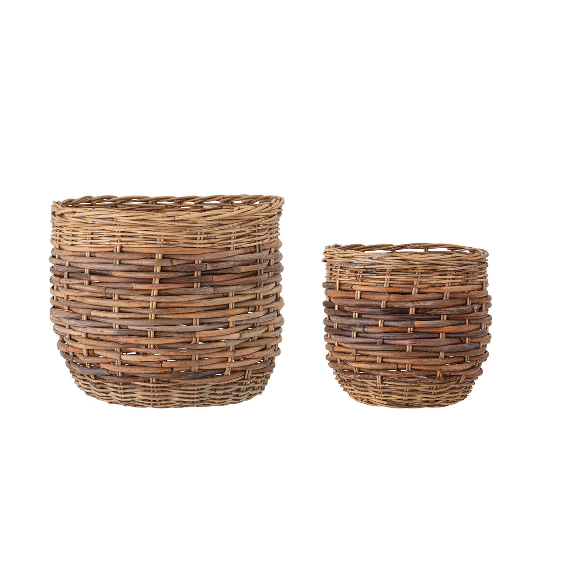 BLOOMINGVILLE Lalou Kurv, Brun, Rattan - D33xH38/D47xH41 cm, Set of 2 - DesignGaragen.dk.