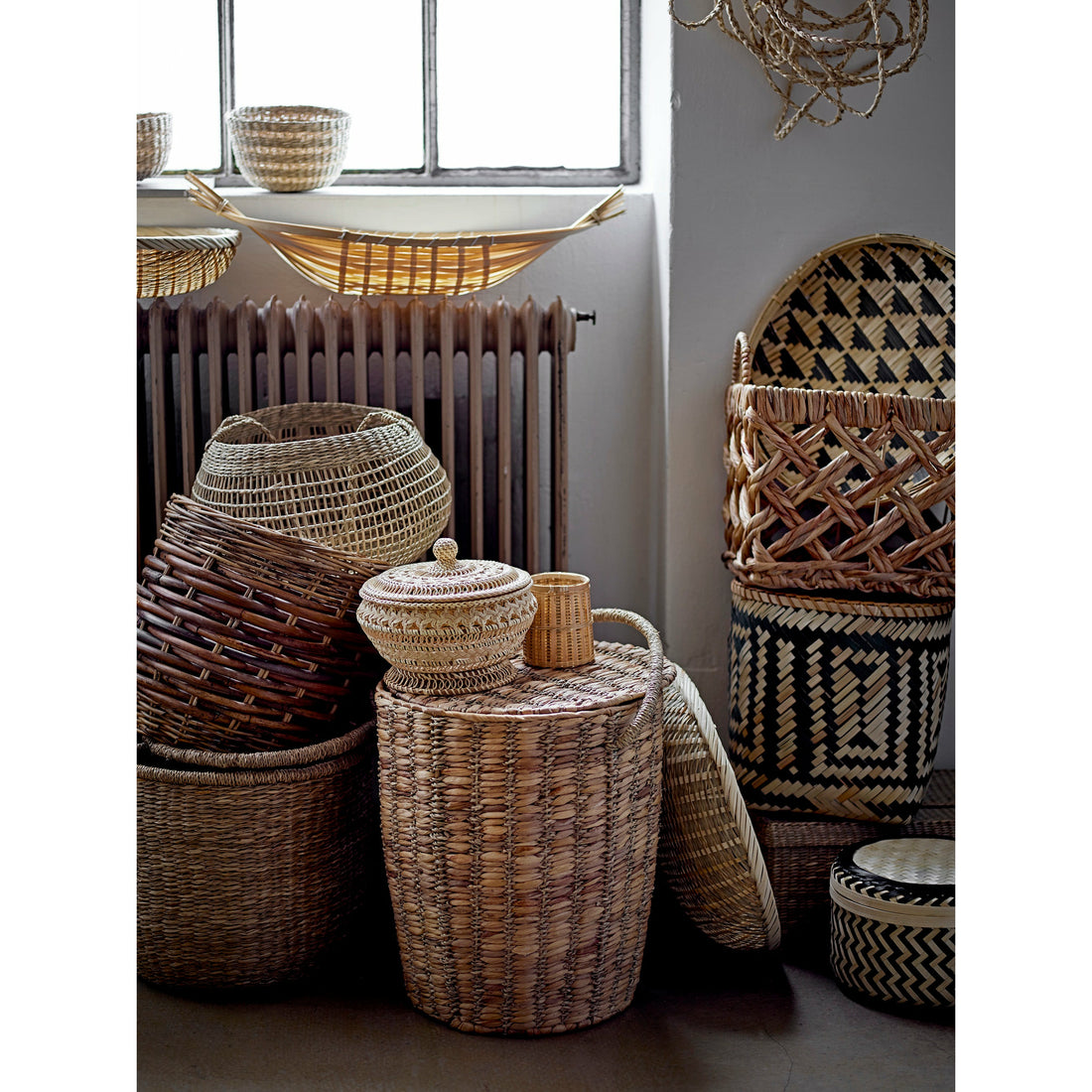 BLOOMINGVILLE Lalou Kurv, Brun, Rattan - D33xH38/D47xH41 cm, Set of 2 - DesignGaragen.dk.